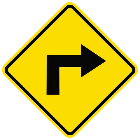 Sharp bend or turn in the road ahead